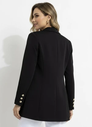 Quintess - Blazer Preto em Crepe Plano Forrado - QUINTESS