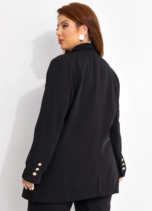 Quintess - Blazer Preto em Crepe Plano Forrado - QUINTESS