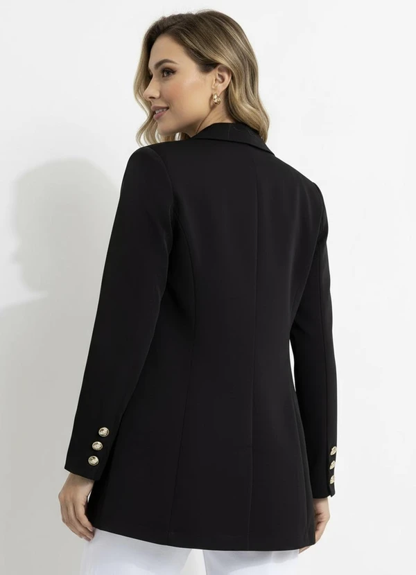 Quintess - Blazer Preto em Crepe Plano Forrado 2