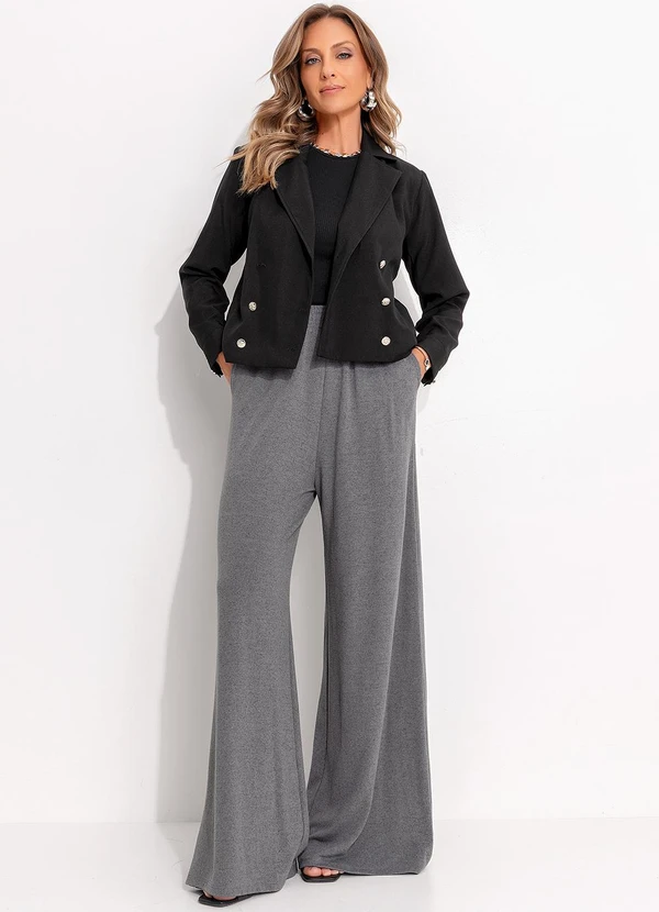 Quintess - Blazer Preto em Crepe Plano 8