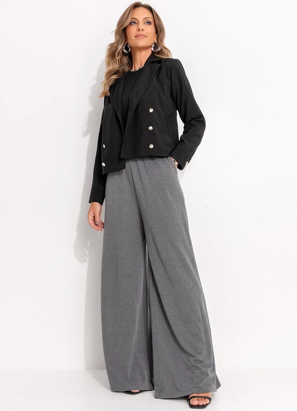 Quintess - Blazer Preto em Crepe Plano 6