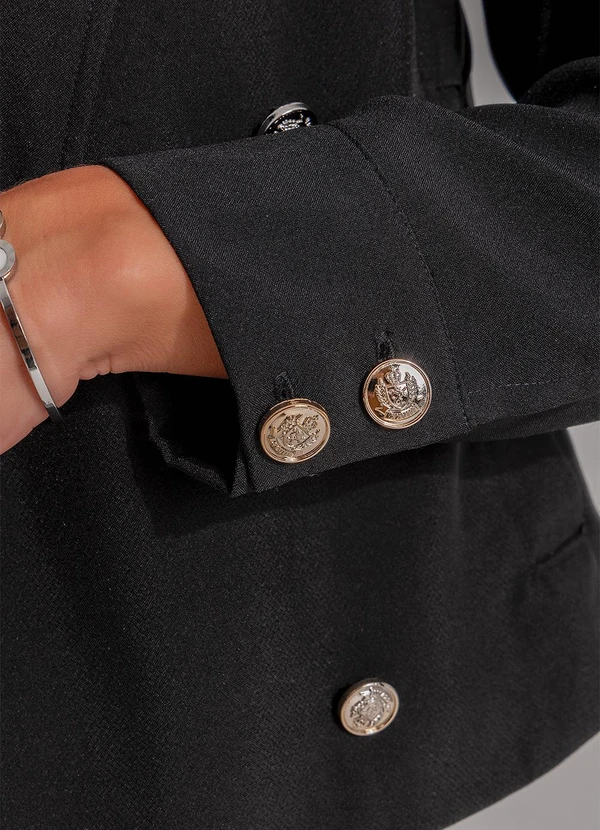 Quintess - Blazer Preto em Crepe Plano 5