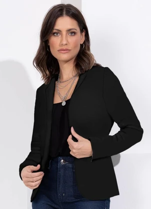 Quintess - Blazer Preto em Moletinho - QUINTESS