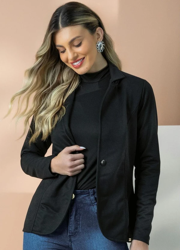 Quintess - Blazer Preto em Moletinho 6