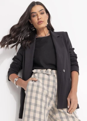 Svela - Blazer Preto em Poliester com Elastano - SVELA