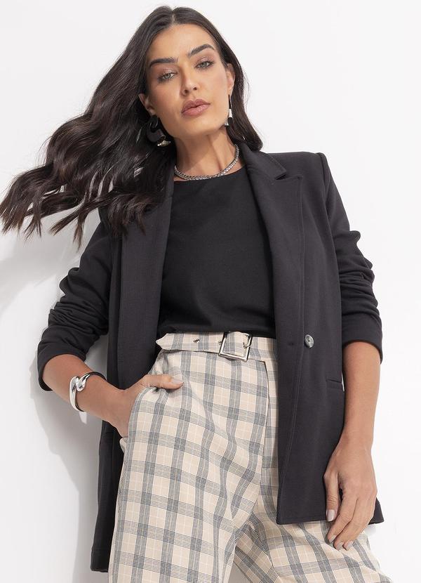 Svela - Blazer Preto em Poliester com Elastano