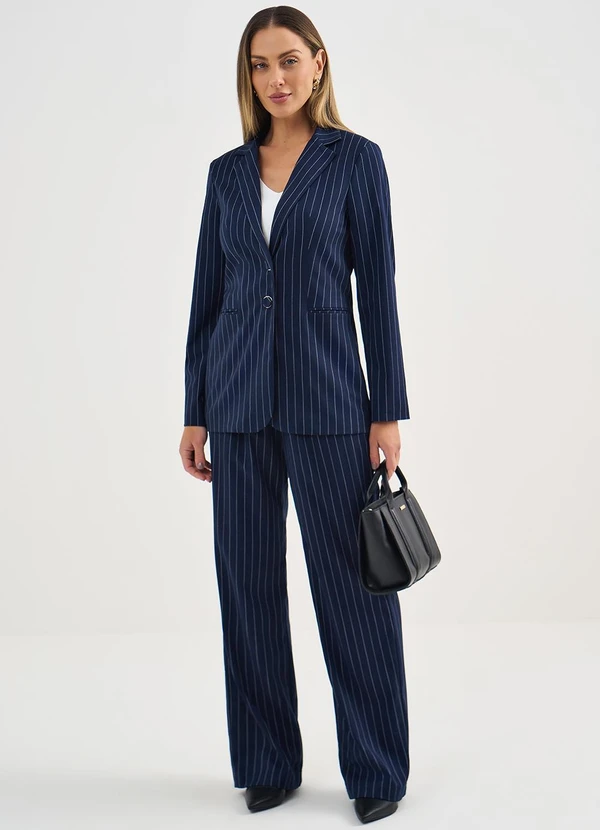 Principessa - Blazer Intermediário em Alfaiataria Risca de Giz Aneli 3