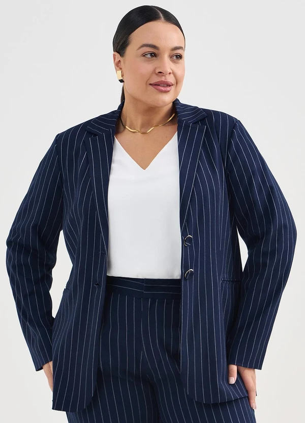 Principessa - Blazer Intermediário em Alfaiataria Risca de Giz Aneli 6