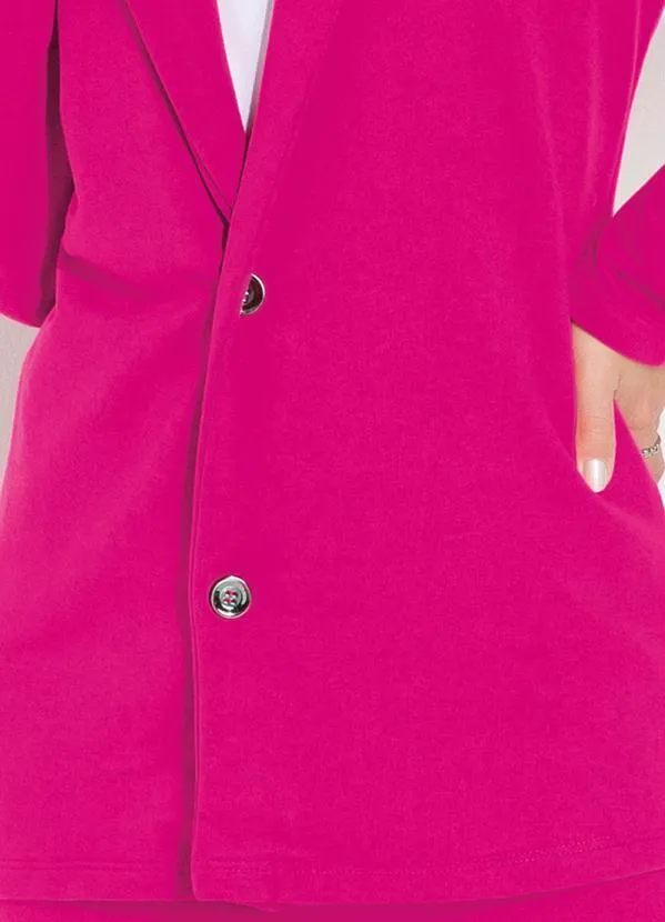 Moda Pop - Blazer Rosa Alongado com Botões 3