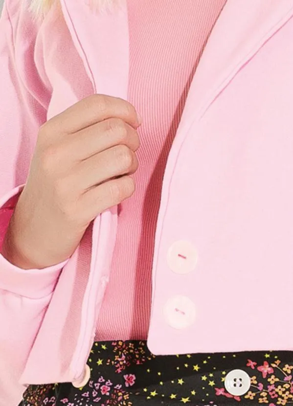 Moda Pop - Blazer Rosa com Fechamento dos Botões e Gola 5