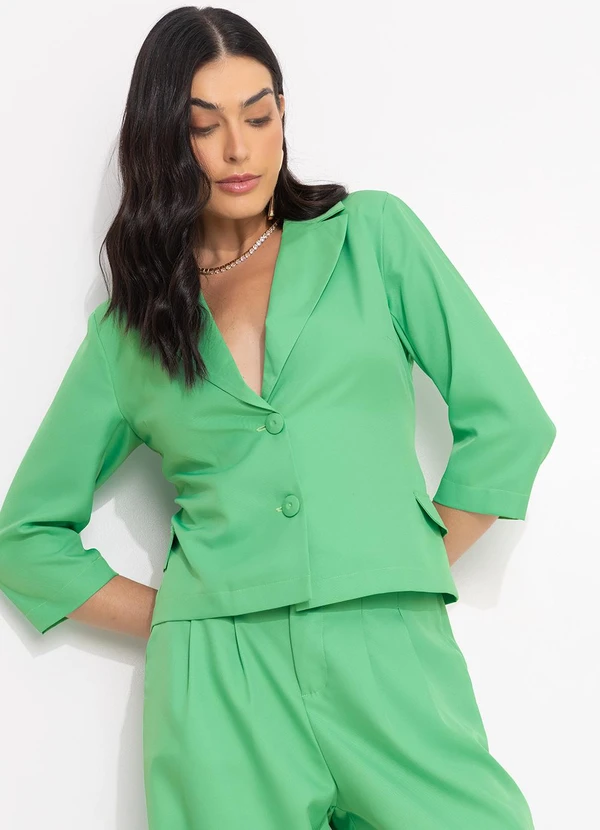 Quintess - Blazer Verde Claro em Alfaiataria 7