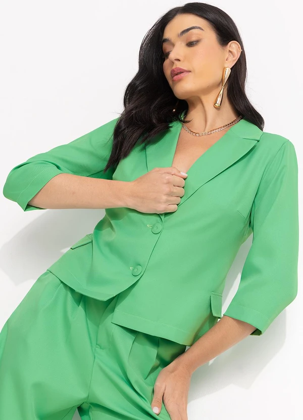 Quintess - Blazer Verde Claro em Alfaiataria 8