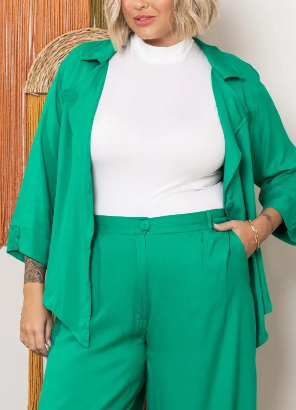 Quintess - Blazer Verde em Viscose Plana com Mangas 3/4 6