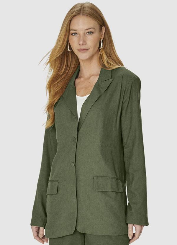 Malwee - Blazer Verde Oliva Feminino em Viscolinho
