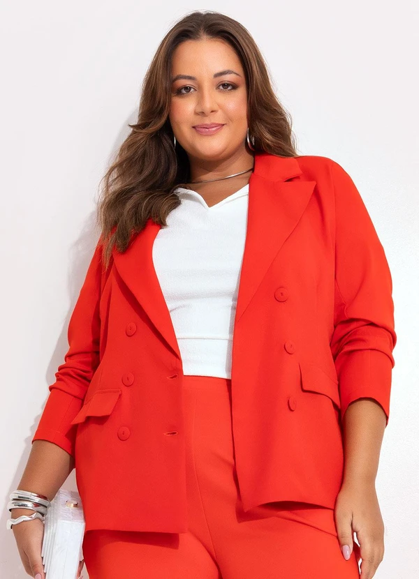 Marguerite - Blazer Vermelho em Crepe Plano