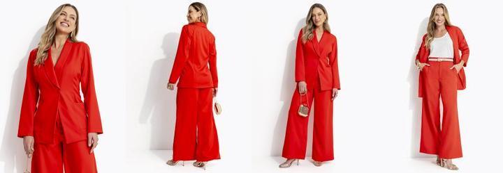 Blazer Vermelho em Crepe Plano