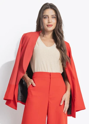 Quintess - Blazer Vermelho em Crepe Plano - QUINTESS