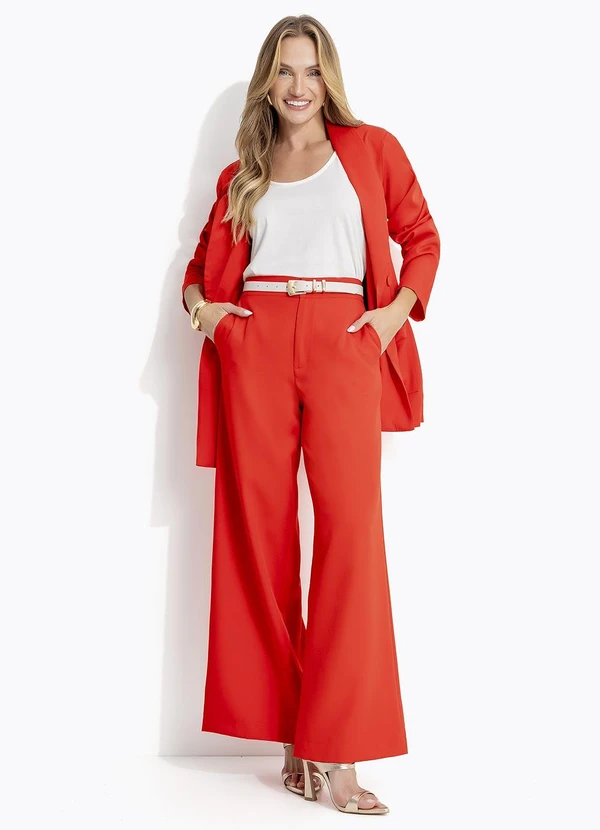 Quintess - Blazer Vermelho em Crepe Plano 7