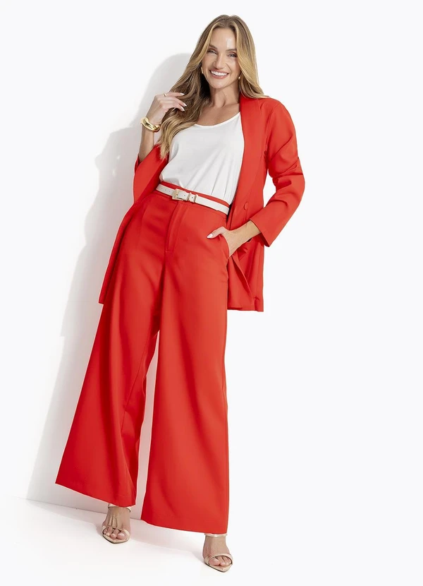 Quintess - Blazer Vermelho em Crepe Plano 8