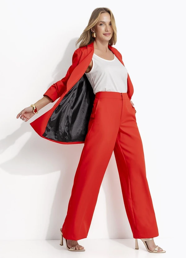 Quintess - Blazer Vermelho em Crepe Plano 9