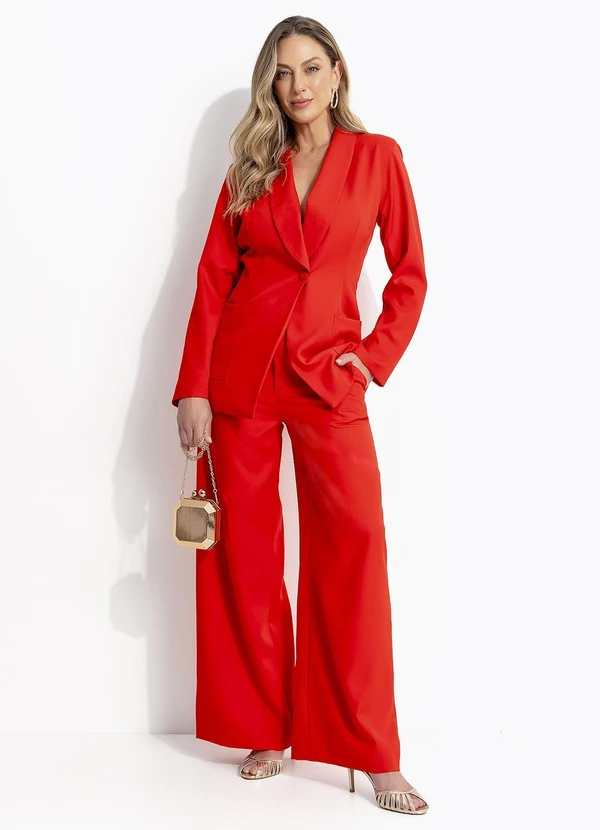 Quintess - Blazer Vermelho em Crepe Plano 10