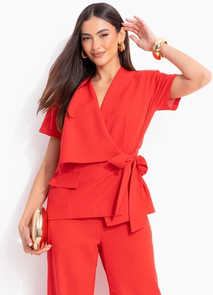 Quintess - Blazer Vermelho em Linho - QUINTESS