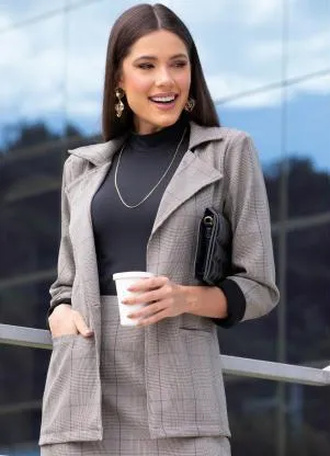 Quintess - Blazer Xadrez com Bolsos - QUINTESS