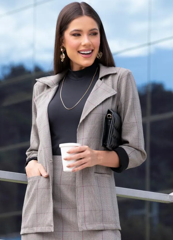 Quintess - Blazer Xadrez com Bolsos