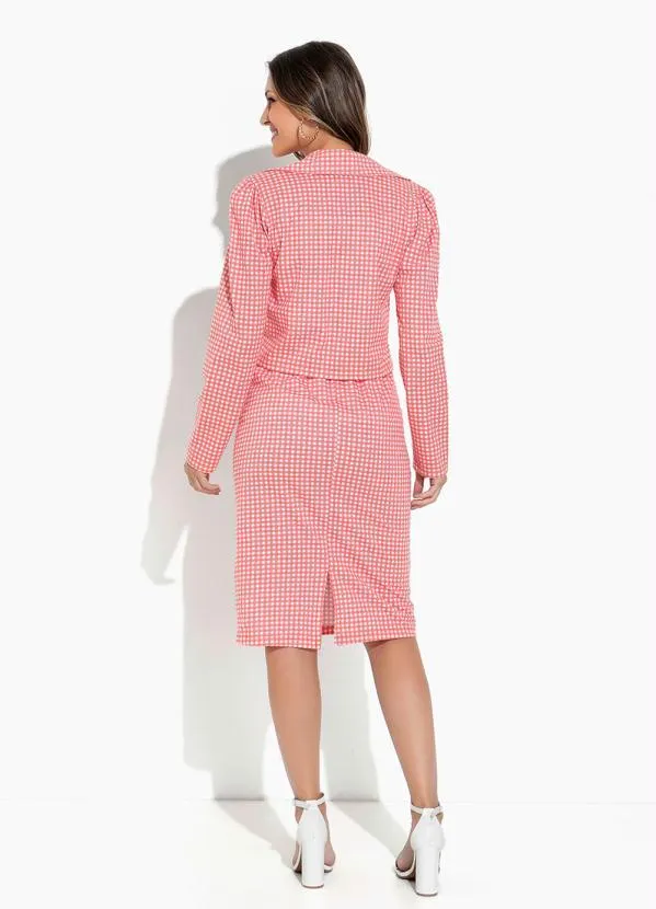 Rosalie - Blazer Xadrez Coral com Botão 4