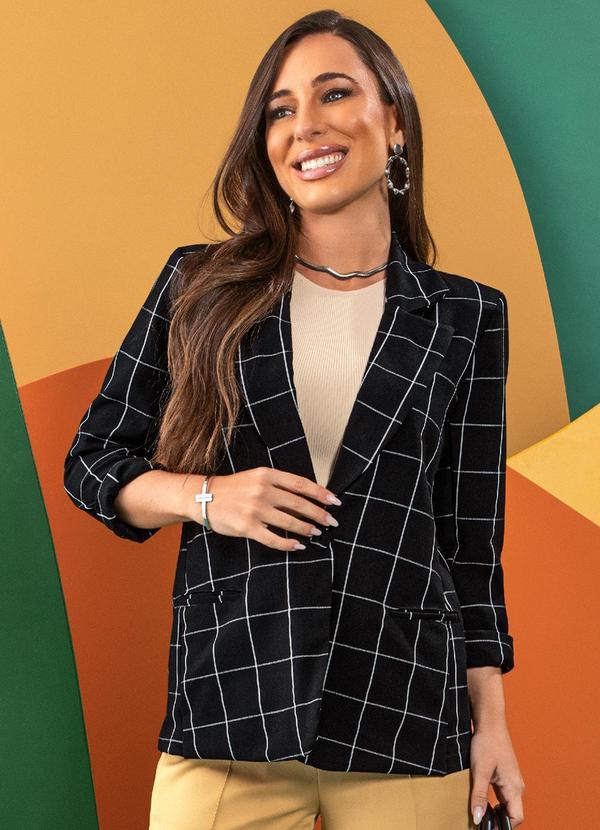 Quintess - Blazer Xadrez Grid em Tecido de Alfaiataria 3