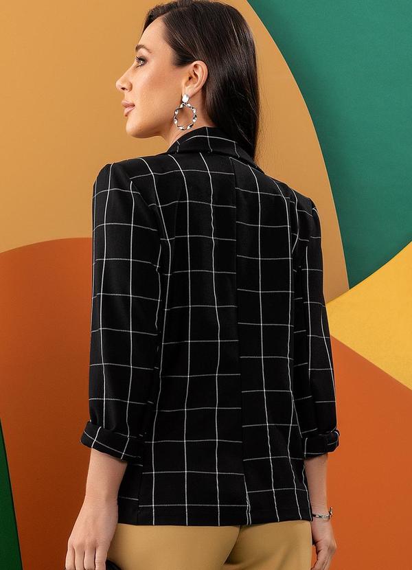 Quintess - Blazer Xadrez Grid em Tecido de Alfaiataria 4