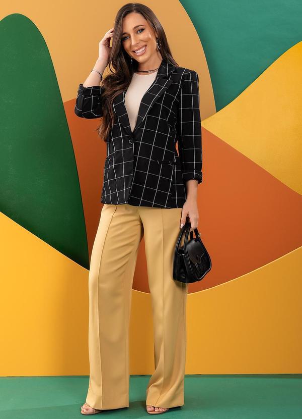 Quintess - Blazer Xadrez Grid em Tecido de Alfaiataria 5