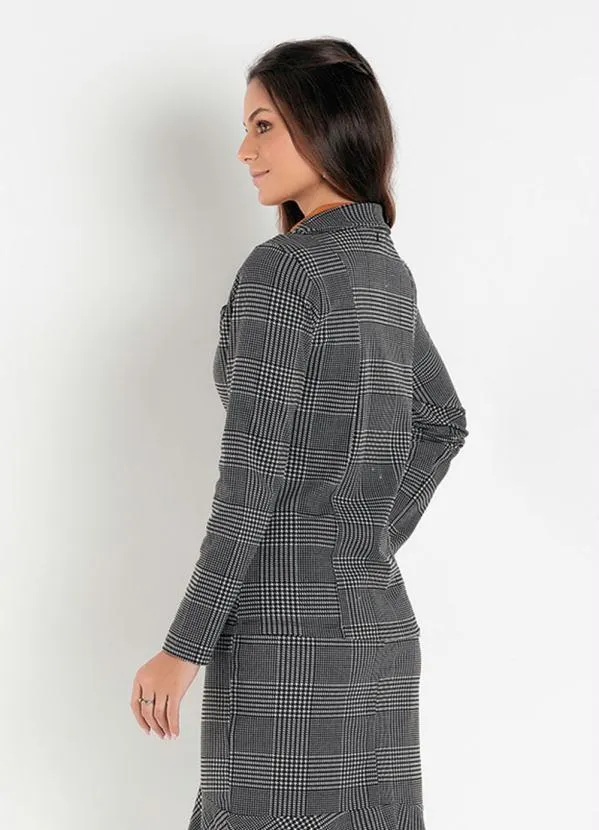Rosalie - Blazer Xadrez Preto com Recortes 6