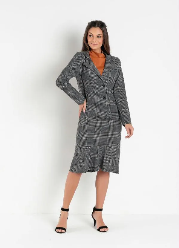 Rosalie - Blazer Xadrez Preto com Recortes 5