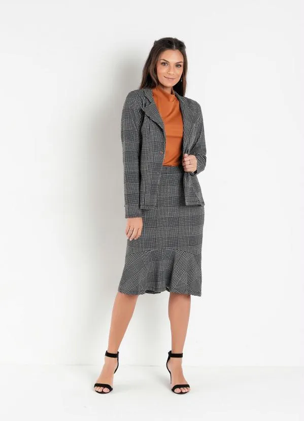 Rosalie - Blazer Xadrez Preto com Recortes 3