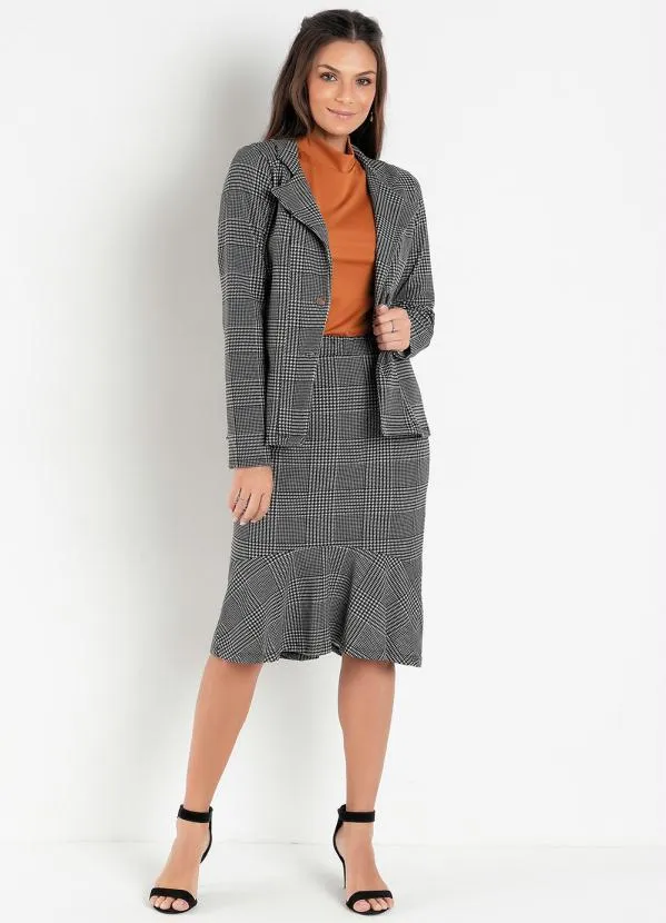 Rosalie - Blazer Xadrez Preto com Recortes 1