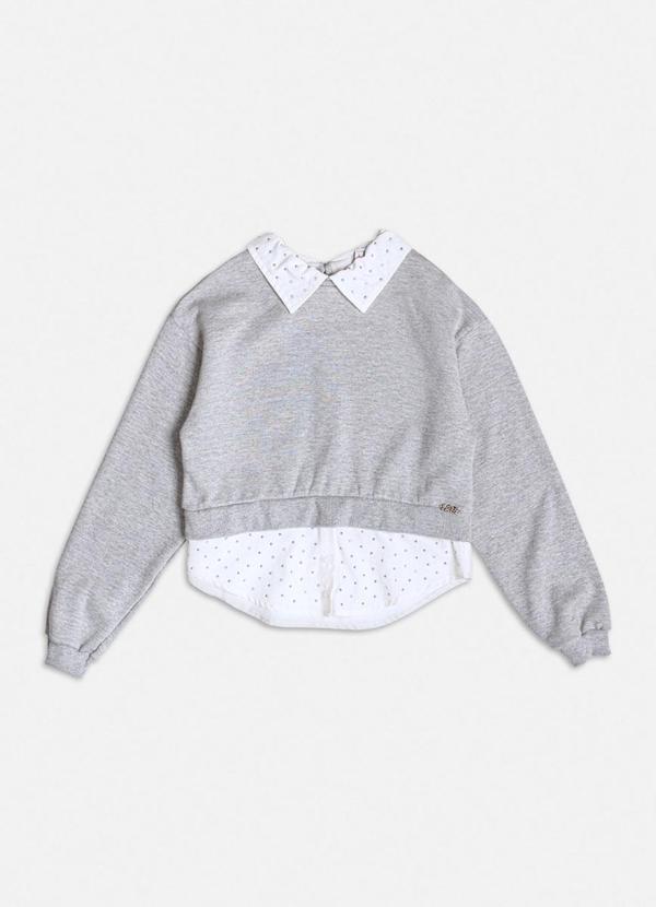 Authoria - Casaco de Moletom com Gola e Pedrarias Mescla 1