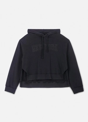 Authoria - Casaco de Moletom Preto com Bordado Preto - AUTHORIA