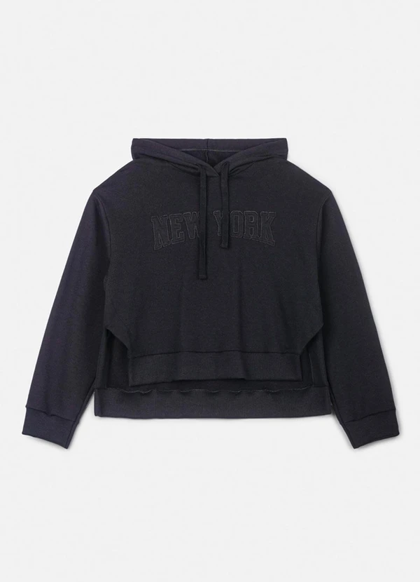 Authoria - Casaco de Moletom Preto com Bordado Preto