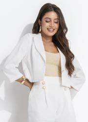 Casaco Off White em Crepe Plano