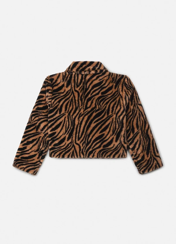 Authoria - Casaco Peluciado Bege Animal Print Marrom 2