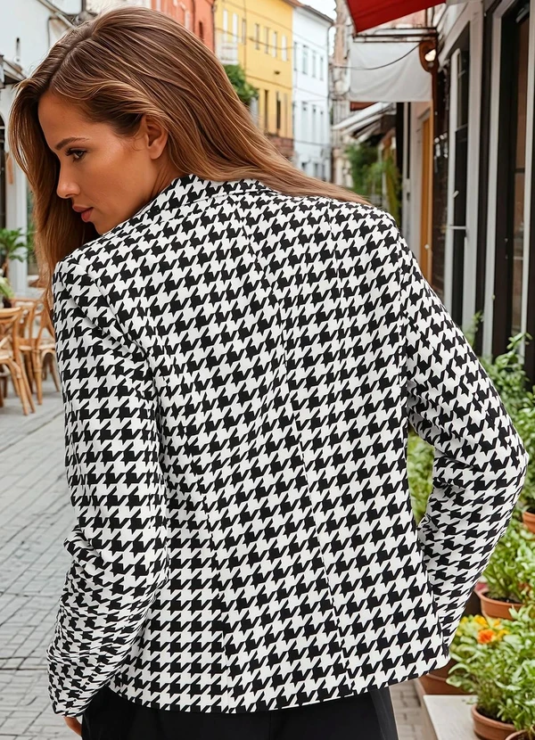 bonprix - Casaco Pied de Poule P&B em Crepe Plano 2