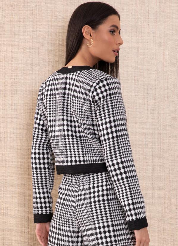 Outlet - Casaco Tweed Xadrez com Botões 4