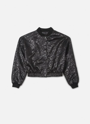 Authoria - Jaqueta Bomber Jacquard Preta Texturizada Preto - AUTHORIA