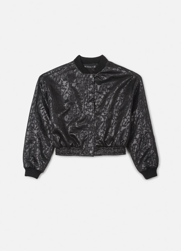 Authoria - Jaqueta Bomber Jacquard Preta Texturizada Preto