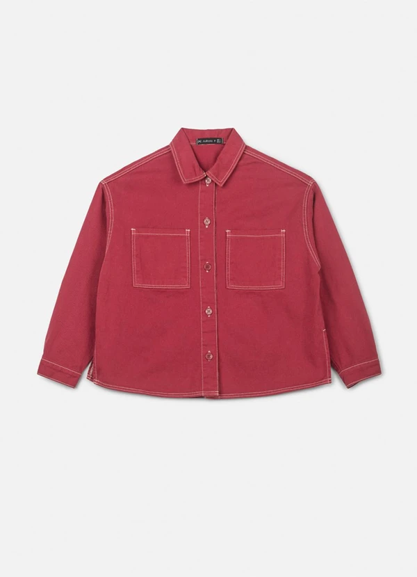 Authoria - Jaqueta de Sarja Bordô Vermelho