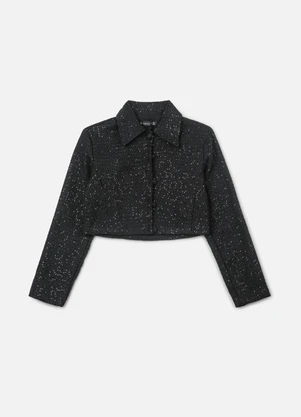 Authoria - Jaqueta de Tweed Preta com Paetê Preto - AUTHORIA