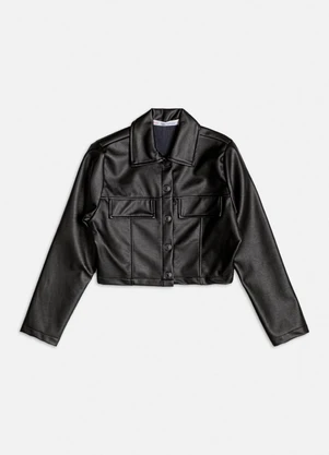 Authoria - Jaqueta Fake Leather com Recortes Preto - AUTHORIA