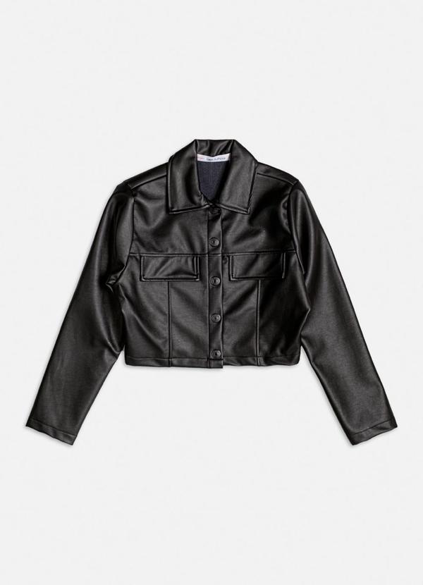 Authoria - Jaqueta Fake Leather com Recortes Preto 1