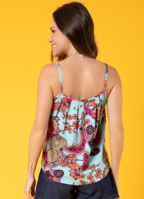 Quintess - Blusa Abstrato Azul de Alças 2